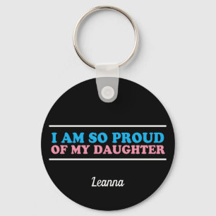 Proud of My Transgender Daughter Mum Monogram Key Ring