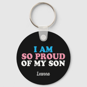 Proud of My Transgender Son Mum Dad Monogram Key Ring