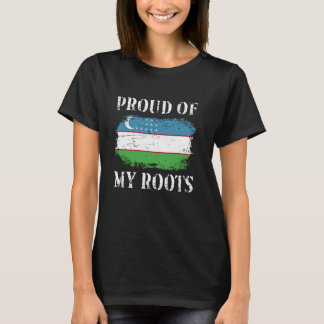 Proud Of My Uzbek Roots Uzbek Flag Uzbekistan T-Shirt