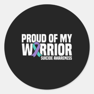 Proud Of My Warrior Suicide Prevention Awareness  Classic Round Sticker
