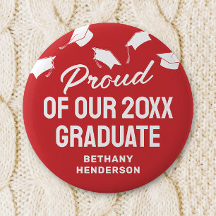 Proud of our 2025 Graduate Red 6 Cm Round Badge