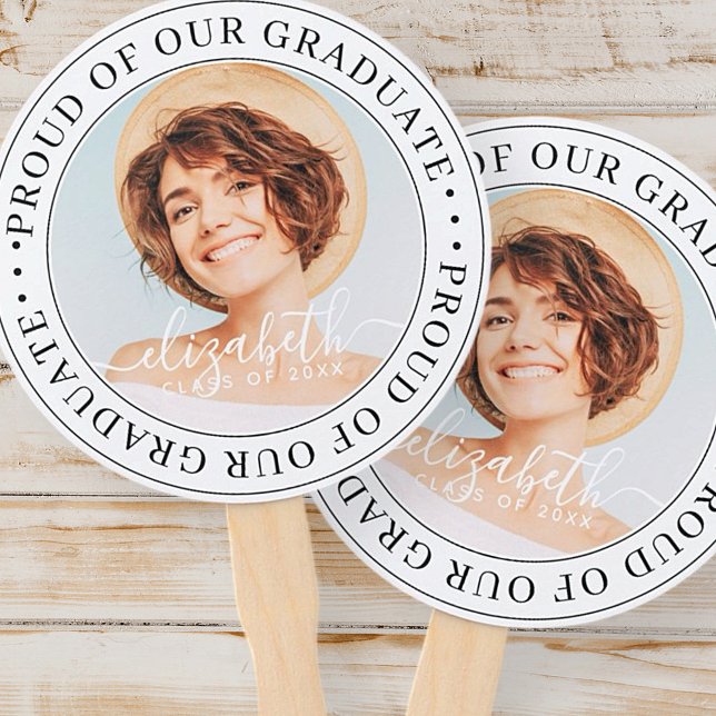 Proud of our Graduate 20XX Modern Graduation Photo Hand Fan (Creator Uploaded)