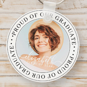 Proud of our Graduate 20XX Modern Graduation Photo Key Ring