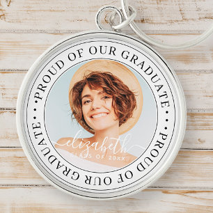 Proud of our Graduate 20XX Modern Graduation Photo Key Ring