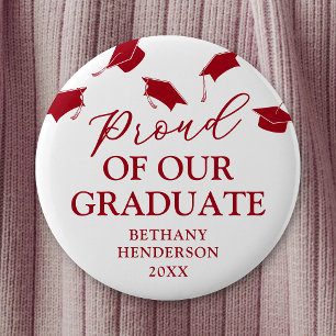 Proud of our Graduate Red Graduation 6 Cm Round Badge