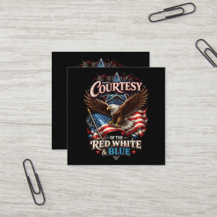 Proud of the Red White and Blue Vintage Square Business Card