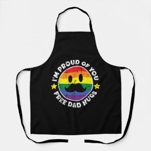 Proud Of You Free Dad Hugs Funny Gay Pride Ally LG Apron