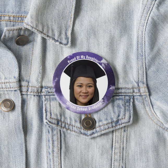 Proud Of Your Graduate Photo Button Purple (In Situ)