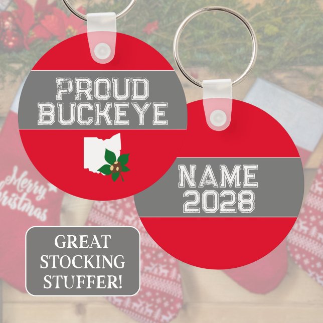Proud Ohio Buckeye Key Ring (Customizable Keychain makes a great gift for any proud buckeye from Ohio!)