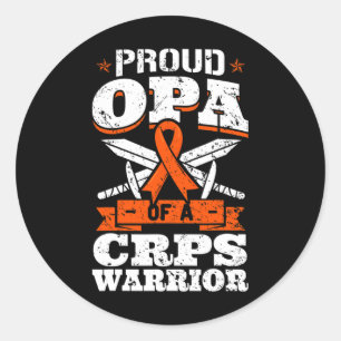 Proud Opa Of A CRPS Warrior RSD Awareness Ribbon R Classic Round Sticker
