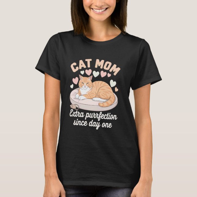 Proud Orange Cat Mum Retro Tee (Front)