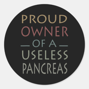 Proud Owner Of A Useless Pancreas Diabetes Awarene Classic Round Sticker