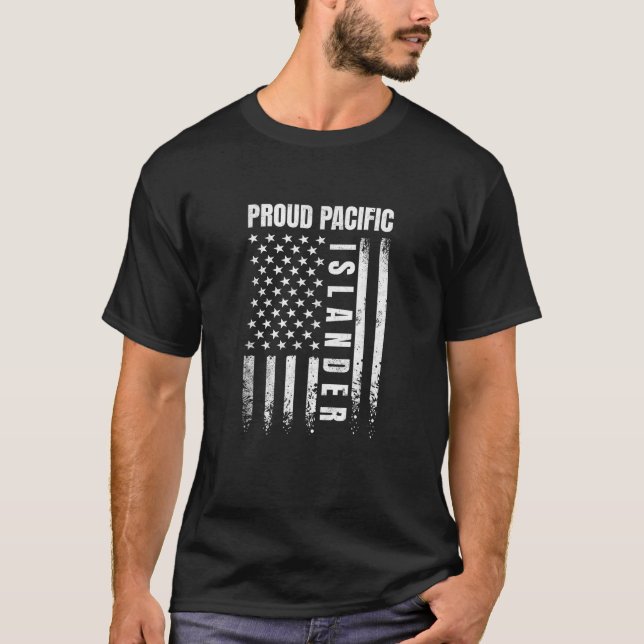 Proud Pacific Islander Asian American US Flag AAPI T-Shirt (Front)