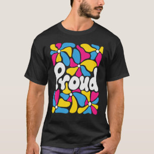 PROUD Pansexual Pride Retro Boho Flowers T-Shirt