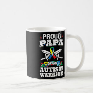 Proud Papa Of An Autism Warrior Awareness Ribbon F Coffee Mug