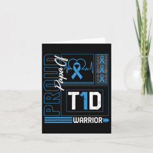 Proud Papa Of T1d Warrior Ribbon Diabetes Awarenes Card