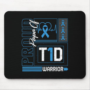 Proud Papa Of T1d Warrior Ribbon Diabetes Awarenes Mouse Pad