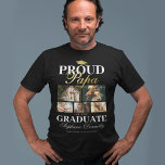 Proud Papa of the Graduate T-Shirt<br><div class="desc">Showcase your pride and joy as your granchild graduates with our specially designed black & gold graduation ceremony t-shirts. These tailor-made pieces, complete with a classic grad mortarboard design, five personal photos, the bold statement 'proud papa of the graduate', and personalized with your grandchild's name, place of study and class...</div>
