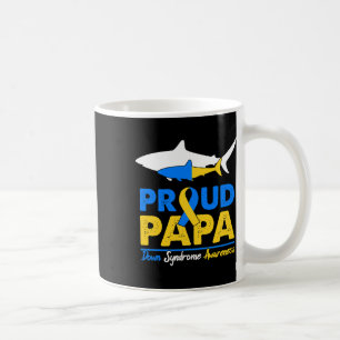 Proud Papa Shark Down Syndrome Awareness Day Ribbo Coffee Mug