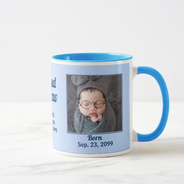 Proud PAPAW New Baby Blue 2 Photo Mug (Right)