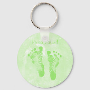Proud Parent Baby Footprints New Baby Annoucements Key Ring