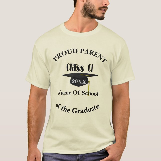 Proud Parent Graduation Cap Personalised    T-Shirt (Front)