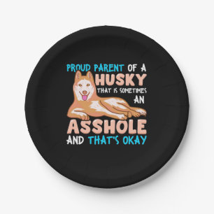 Proud Parent Of A Husky Dog Paper Plate