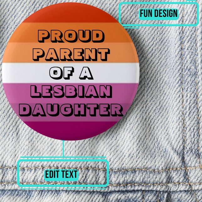 Proud Parent of a Lesbian Daughter 6 Cm Round Badge (Please enjoy our LGBTQ+ ally products)