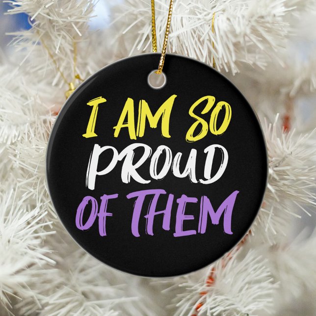 Proud Parent of Nonbinary Child Mum or Dad Ceramic Ornament (Creator Uploaded)