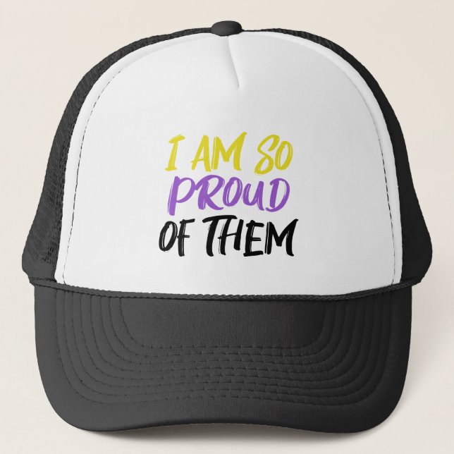 Proud Parent of Nonbinary Child Mum or Dad Trucker Hat (Front)