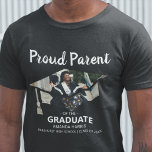 Proud Parent Of The Graduate | Photo T-Shirt<br><div class="desc">Modern proud parent of the graduate tshirts, featuring a photo and template text which reads 'PROUD PARENT OF THE GRADUATE, THEIR NAME, SCHOOL/COLLEGE AND CLASS OF'. The ey are easily edited and can be customised to say, mum, dad, aunt, uncle, grandma and more all of the font styles, sizes and...</div>