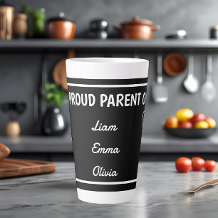 Proud Parent of with Custom Names Latte Mug