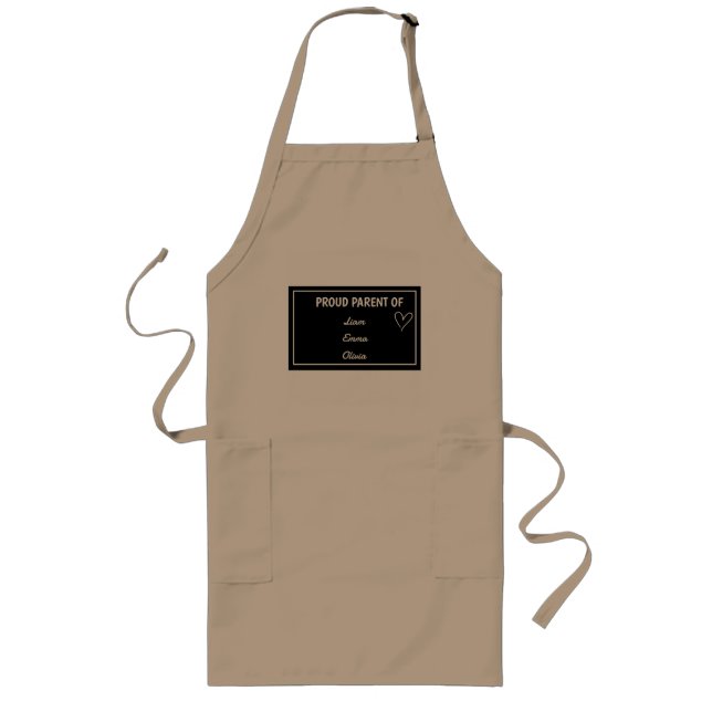 Proud Parent of with Custom Names  Long Apron (Front)