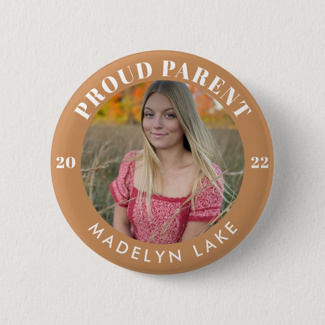 Proud Parent Photo 2022 Graduation 6 Cm Round Badge (Front)