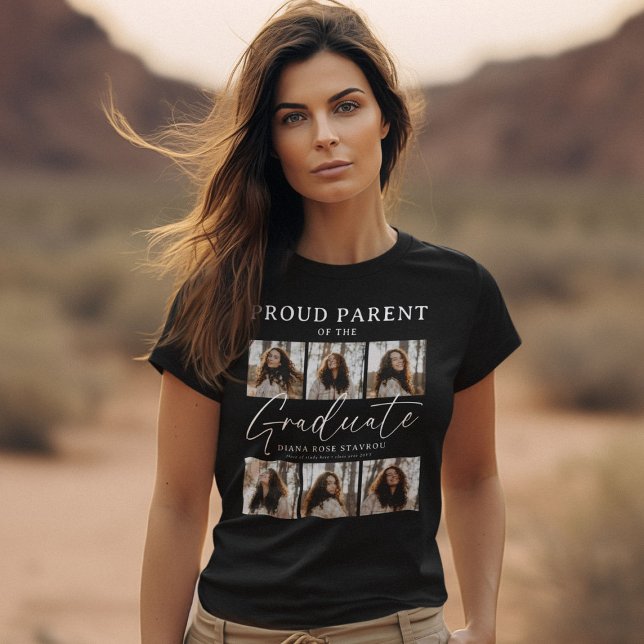 Proud Parent 'Script' Graduate 6 Photo Collage T-Shirt (Creator Uploaded)