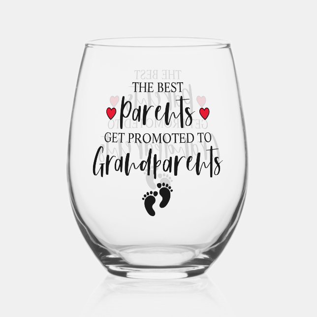 Proud Parents Becoming Grandparents Stemless Wine Glass (Front)