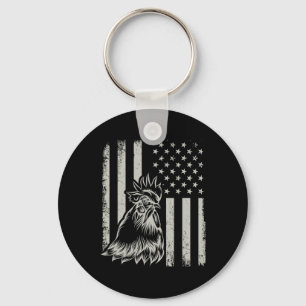 Proud Patriotic Chicken Rooster Farmer Lover Ameri Key Ring
