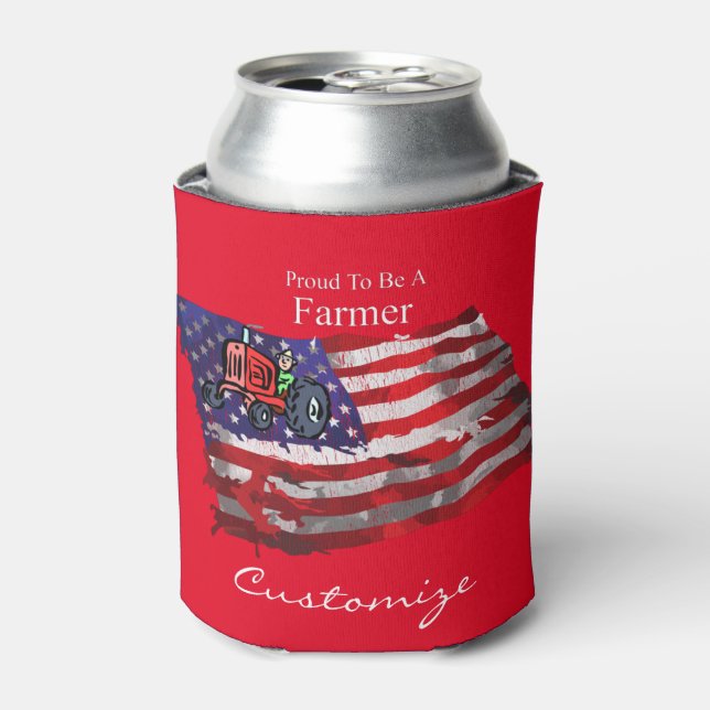 Proud Patriotic Farmer Flag Thunder_Cove Can Cooler (Can Front)