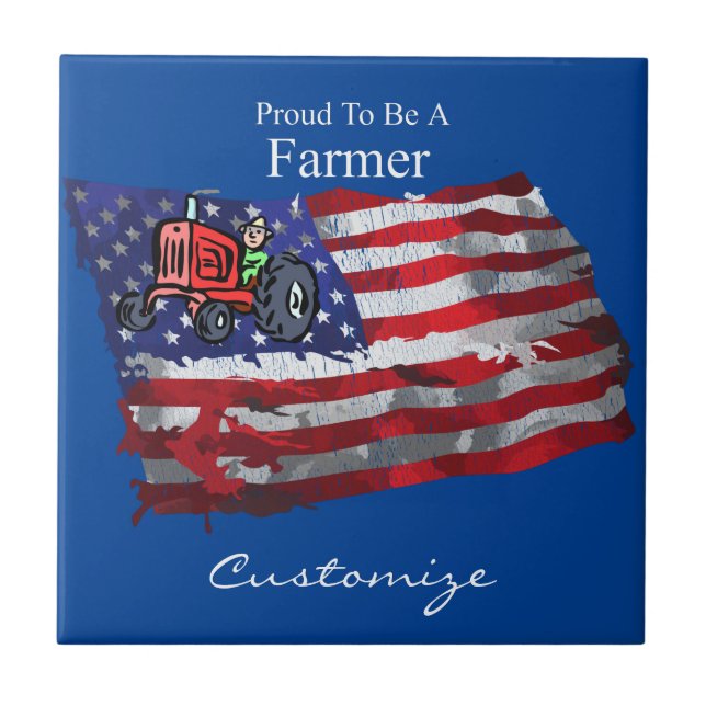 Proud Patriotic Farmer Flag Thunder_Cove Ceramic Tile (Front)