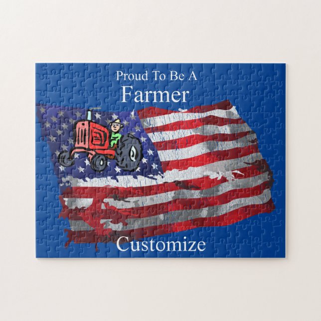 Proud Patriotic Farmer Flag Thunder_Cove Jigsaw Puzzle (Horizontal)