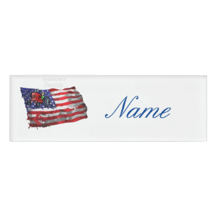 Proud Patriotic Farmer Flag Thunder_Cove Name Tag
