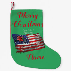 Proud Patriotic Farmer Flag Thunder_Cove Small Christmas Stocking