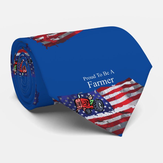 Proud Patriotic Farmer Flag Thunder_Cove Tie (Rolled)