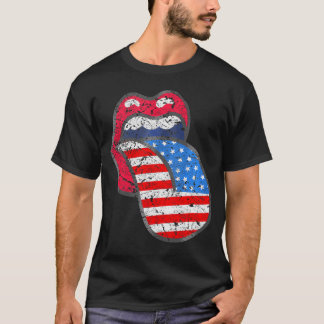 Proud Patriotic Women Tongue Lips American Flag 4T T-Shirt