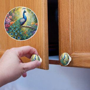Proud Peacock Ceramic Knob