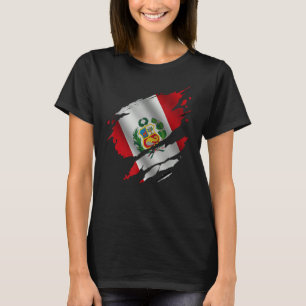 Proud Peruvian Root Torn Ripped Peruvia Flag T-Shirt