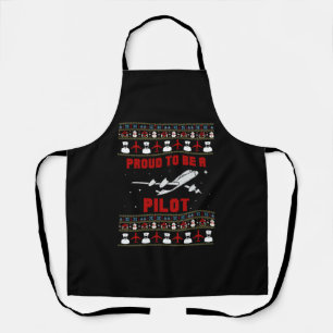 Proud pilot Christmas with aeroplane and snow Apron