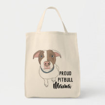 Proud Pitbull Mama Tote (White/Tan)
