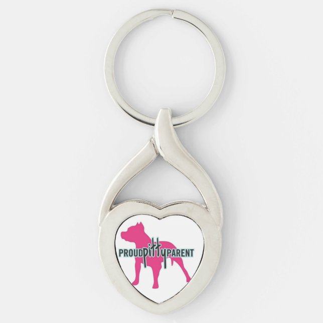 Proud Pitty Parent Twisted Heart Key Chain (Front)