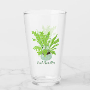Proud Plant Mom - bird's nest fern on white.  Glass